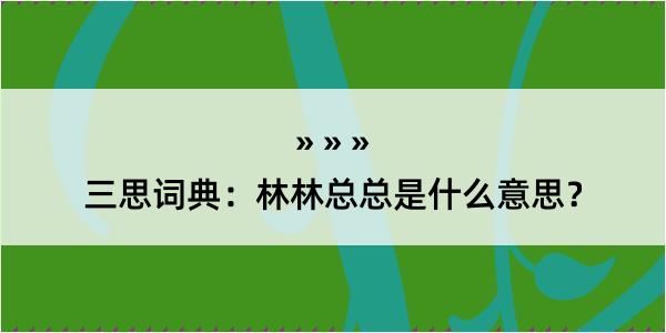 三思词典：林林总总是什么意思？