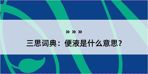 三思词典：便液是什么意思？