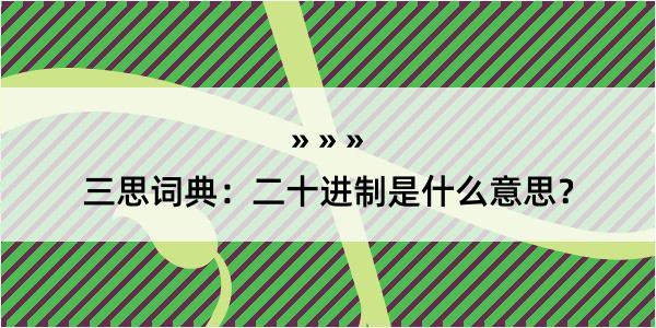 三思词典：二十进制是什么意思？