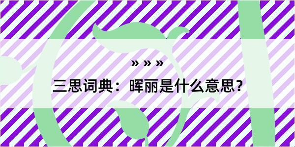 三思词典：晖丽是什么意思？