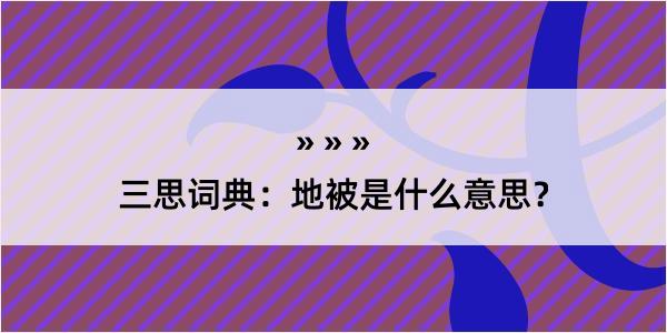 三思词典：地被是什么意思？