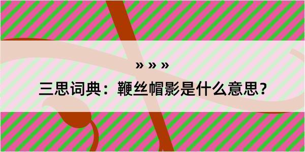 三思词典：鞭丝帽影是什么意思？