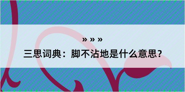 三思词典：脚不沾地是什么意思？