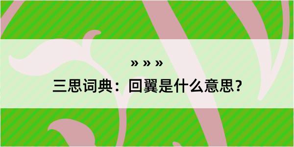 三思词典：回翼是什么意思？