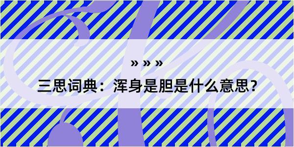 三思词典：浑身是胆是什么意思？