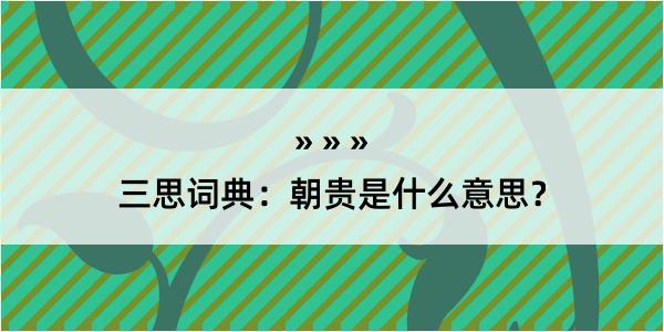 三思词典：朝贵是什么意思？