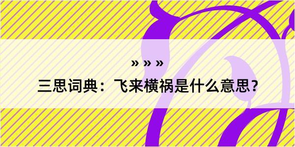 三思词典：飞来横祸是什么意思？