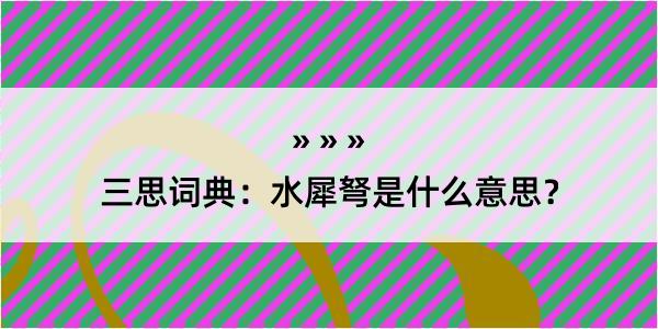 三思词典：水犀弩是什么意思？