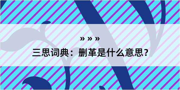 三思词典：删革是什么意思？