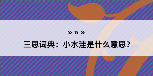 三思词典：小水洼是什么意思？