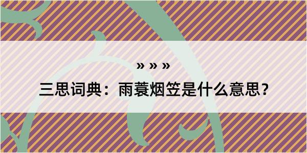 三思词典：雨蓑烟笠是什么意思？