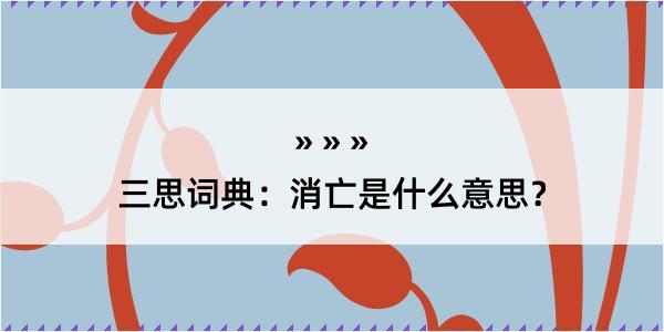 三思词典：消亡是什么意思？