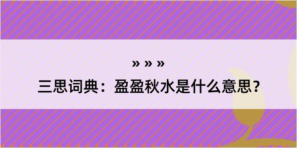 三思词典：盈盈秋水是什么意思？