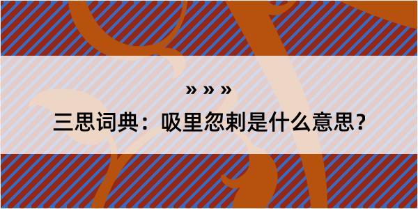 三思词典：吸里忽剌是什么意思？