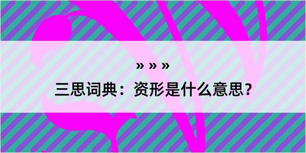 三思词典：资形是什么意思？