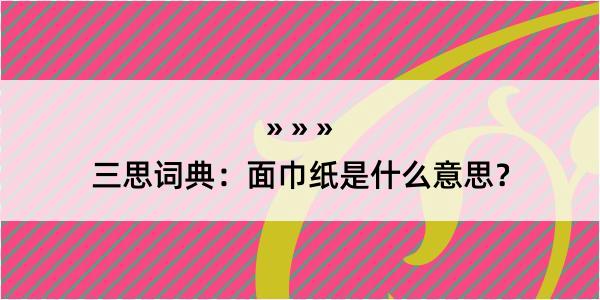 三思词典：面巾纸是什么意思？