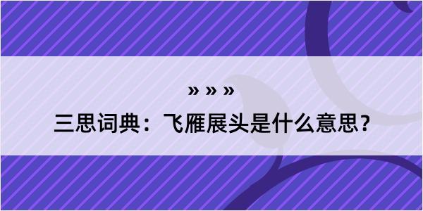 三思词典：飞雁展头是什么意思？