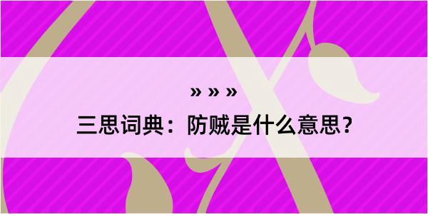 三思词典：防贼是什么意思？