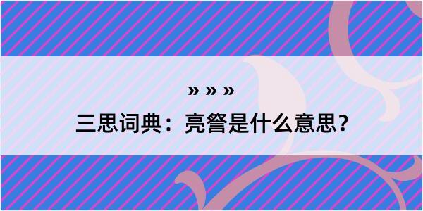 三思词典：亮詧是什么意思？