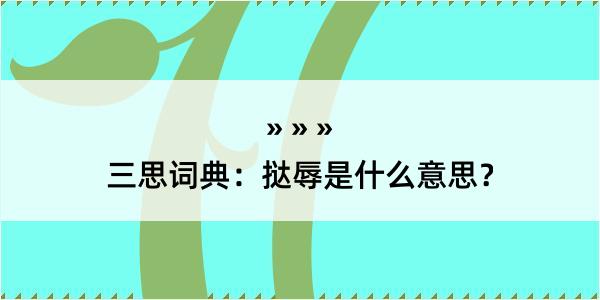 三思词典：挞辱是什么意思？