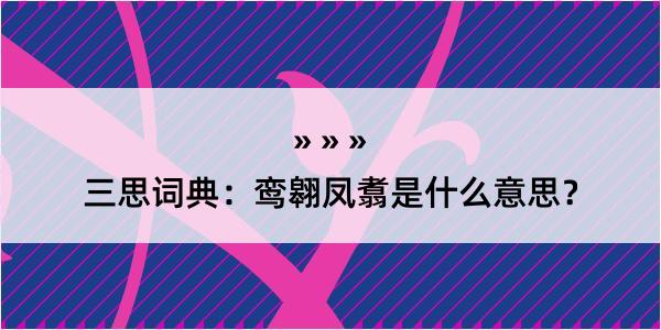 三思词典：鸾翱凤翥是什么意思？