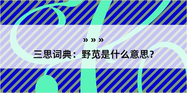 三思词典：野苋是什么意思？