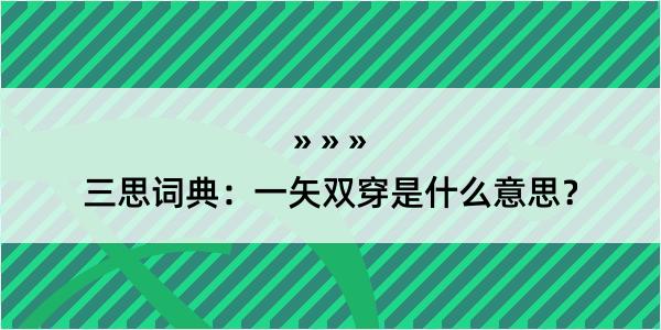 三思词典：一矢双穿是什么意思？