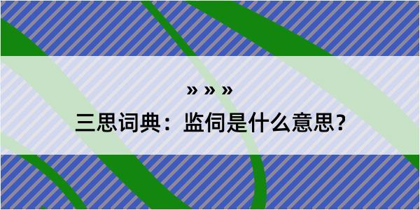 三思词典：监伺是什么意思？