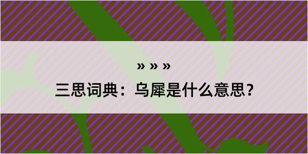 三思词典：乌犀是什么意思？