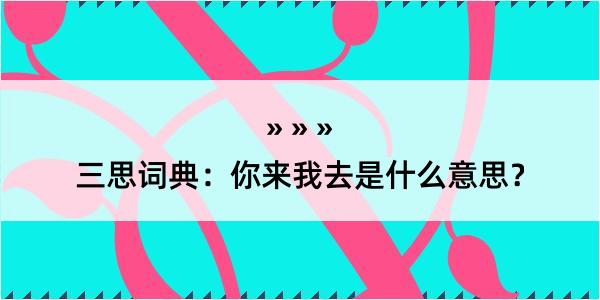 三思词典：你来我去是什么意思？