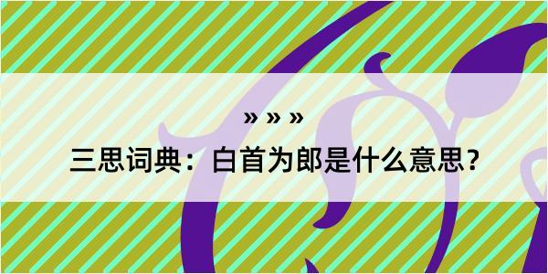 三思词典：白首为郎是什么意思？