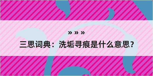 三思词典：洗垢寻痕是什么意思？