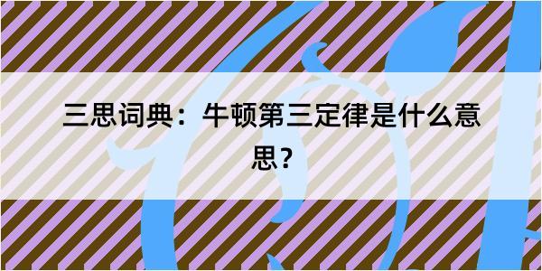 三思词典：牛顿第三定律是什么意思？