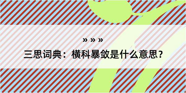 三思词典：横科暴敛是什么意思？