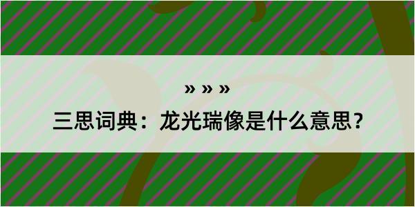 三思词典：龙光瑞像是什么意思？