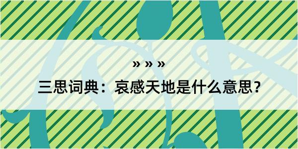 三思词典：哀感天地是什么意思？