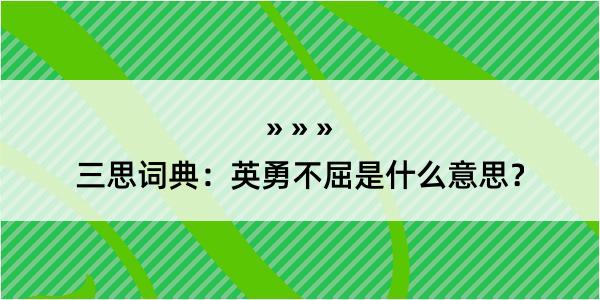 三思词典：英勇不屈是什么意思？