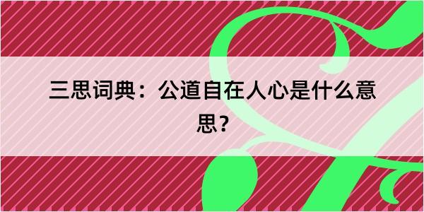 三思词典：公道自在人心是什么意思？