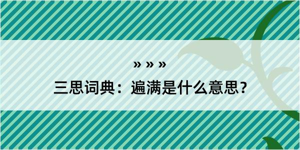 三思词典：遍满是什么意思？