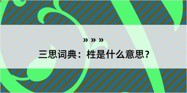 三思词典：栍是什么意思？