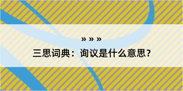 三思词典：询议是什么意思？