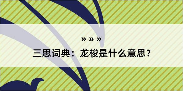 三思词典：龙梭是什么意思？