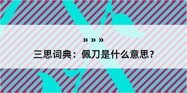 三思词典：佩刀是什么意思？