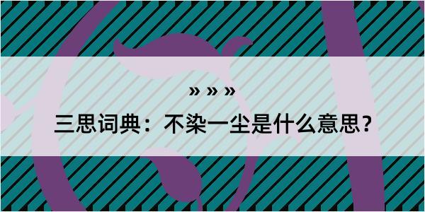 三思词典：不染一尘是什么意思？