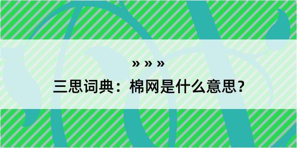 三思词典：棉网是什么意思？