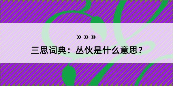 三思词典：丛伙是什么意思？