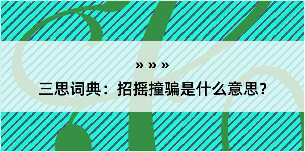 三思词典：招摇撞骗是什么意思？