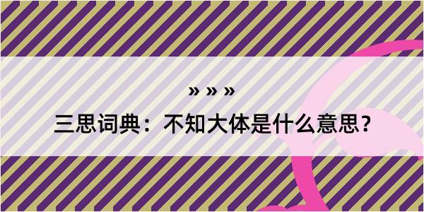 三思词典：不知大体是什么意思？