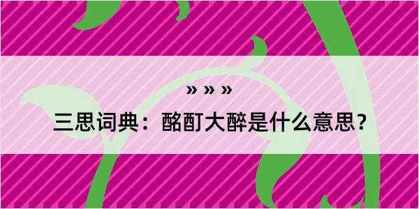 三思词典：酩酊大醉是什么意思？