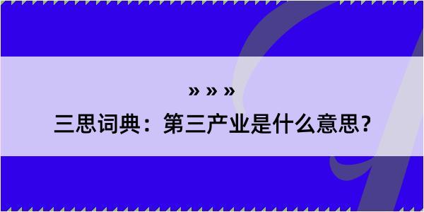 三思词典：第三产业是什么意思？